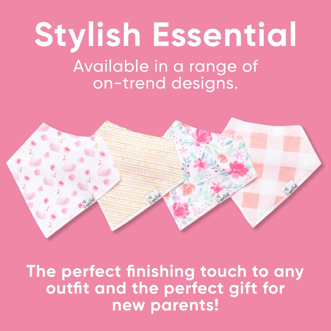 Copper Pearl 4 Pack Soft Cotton Baby Bibs for Drooling and Teething, Absorbent Drool Bibs for Baby Girl and Boy, Adjustable to Fit Newborns to Toddlers, Tons of Styles (June)