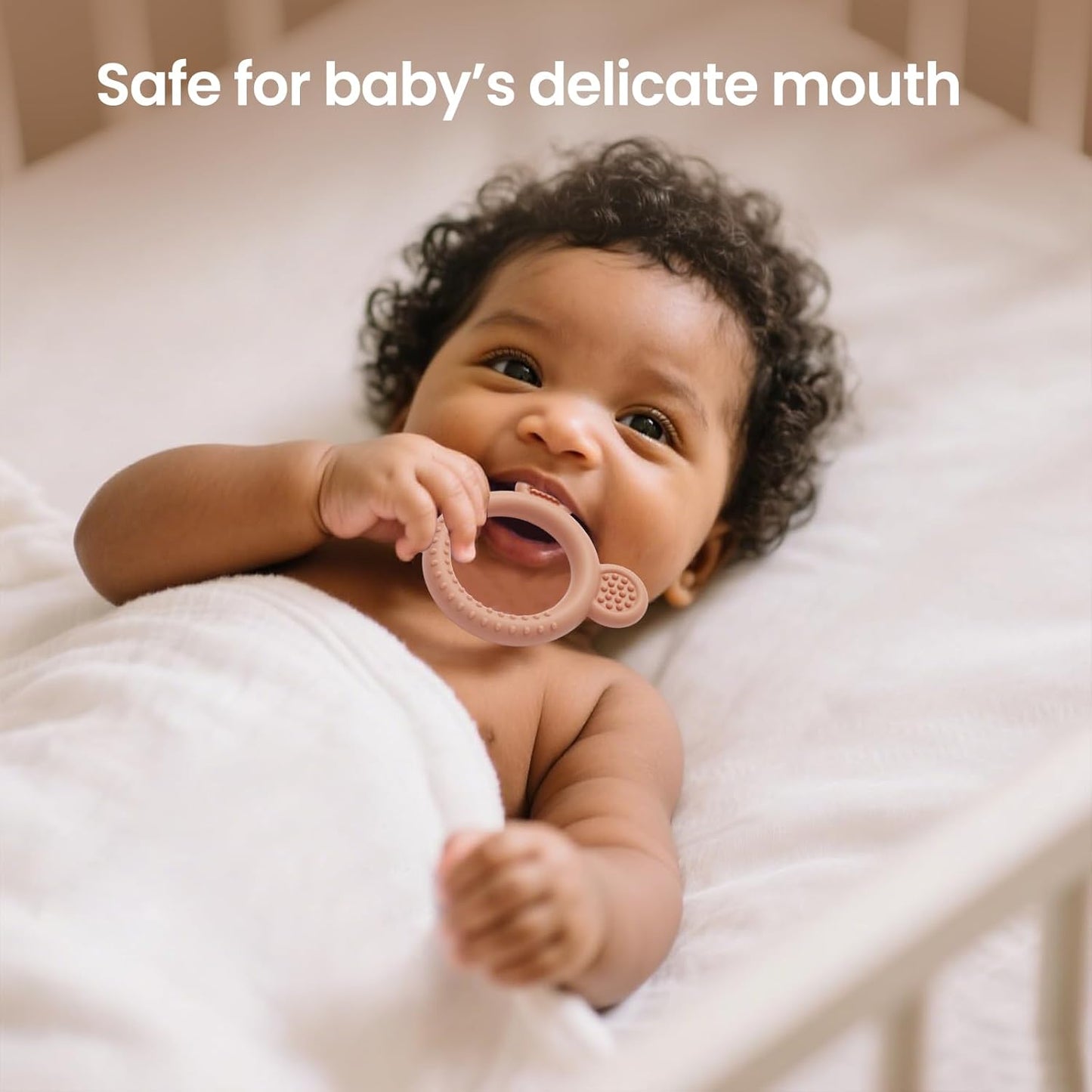 Baby Teething Toys Set of 3, Teethers for Babies 3-6 6-12 Months, BPA Free Soft and Textured Bear Teething Rings Silicone Teething Relief Soothing Sore Gums Baby Chew Toys