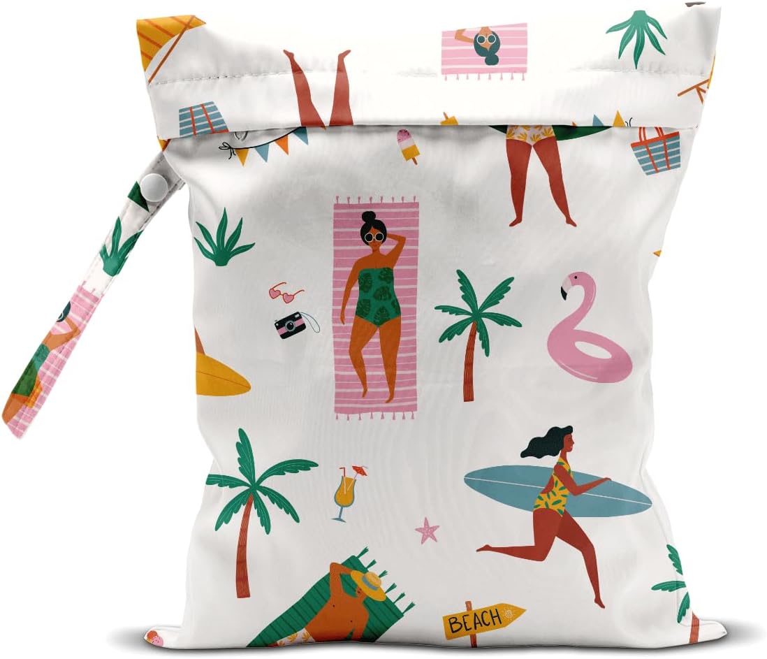 Wet Bag for Swimsuit Pool Travel Baby Cloth Diapers Dirty Yoga Gym Clothes Beach Bags Summer Gifts for Women Men Beach Vacation Essentials Costal Waterproof Wet Dry Bag Travel Laundry Bags