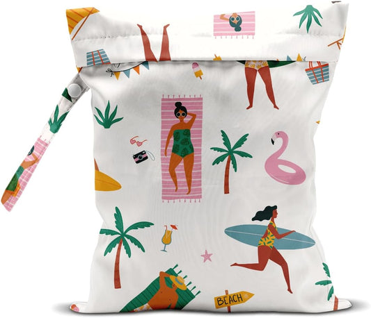 Wet Bag for Swimsuit Pool Travel Baby Cloth Diapers Dirty Yoga Gym Clothes Beach Bags Summer Gifts for Women Men Beach Vacation Essentials Costal Waterproof Wet Dry Bag Travel Laundry Bags