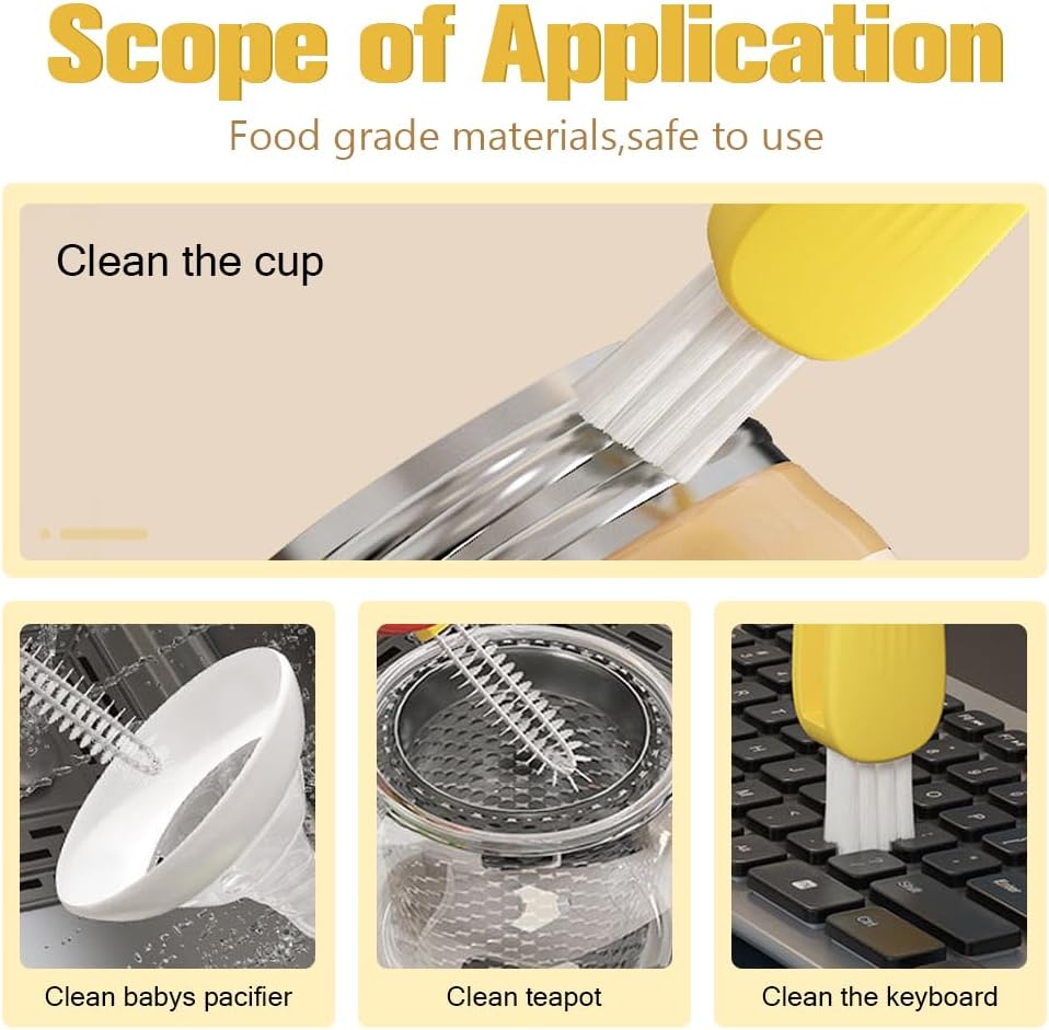 3 in 1 Cup Lid Cleaning Brush, 2025 New Multifunctional Cleaning Brush Crevice Cleaner Brush for Bottle Gap Tight Spaces, 3 in 1 Portable Cup Lid Cleaner with Brush (All)