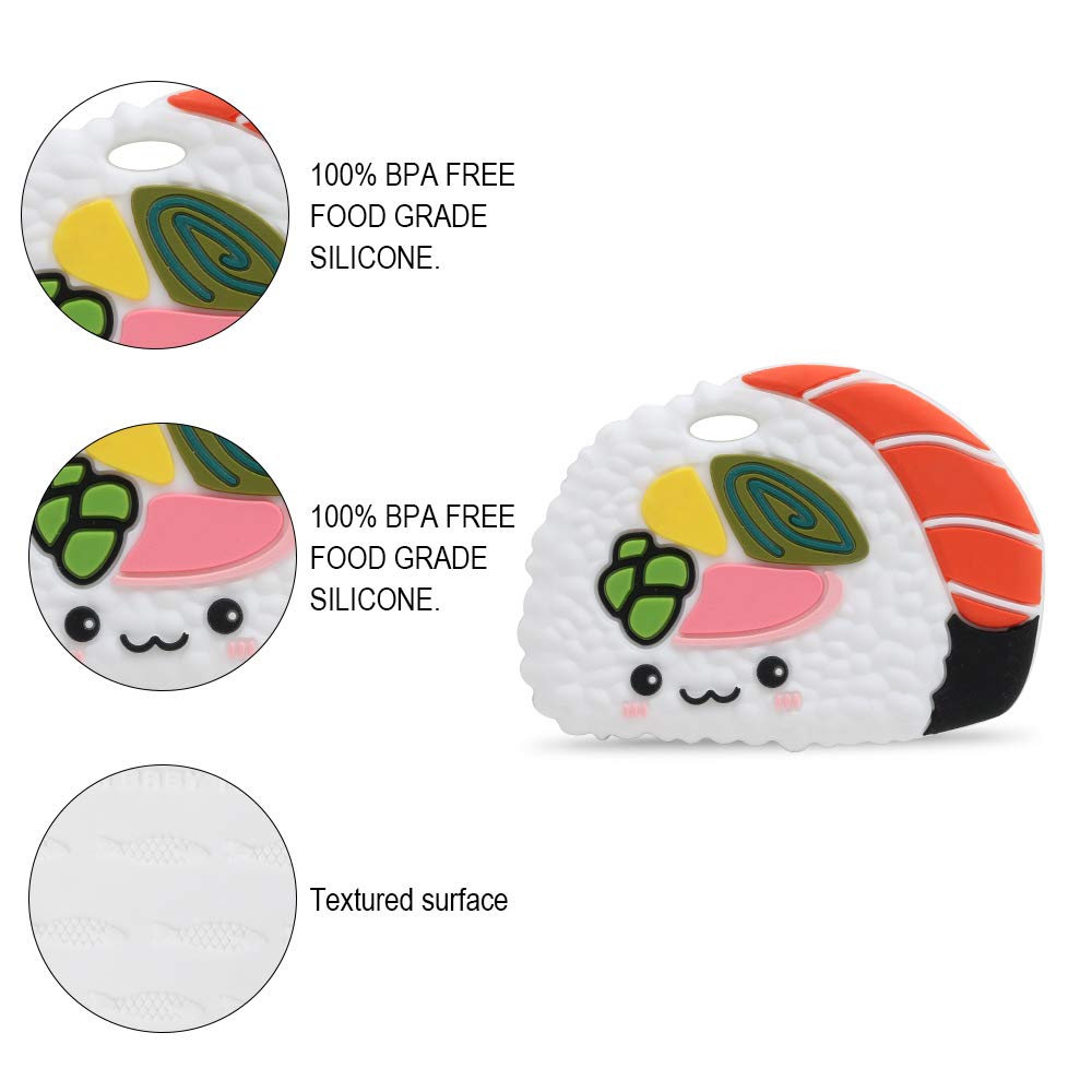 Baby Silicone Teether,Sensory Chew Toys,BPA Free Soft and Effective Infant Teething Pain Relief Toys,Freezer Safe,Food Grade Silicone,Best Shower Gift for Boys and Girls (Sushi01)