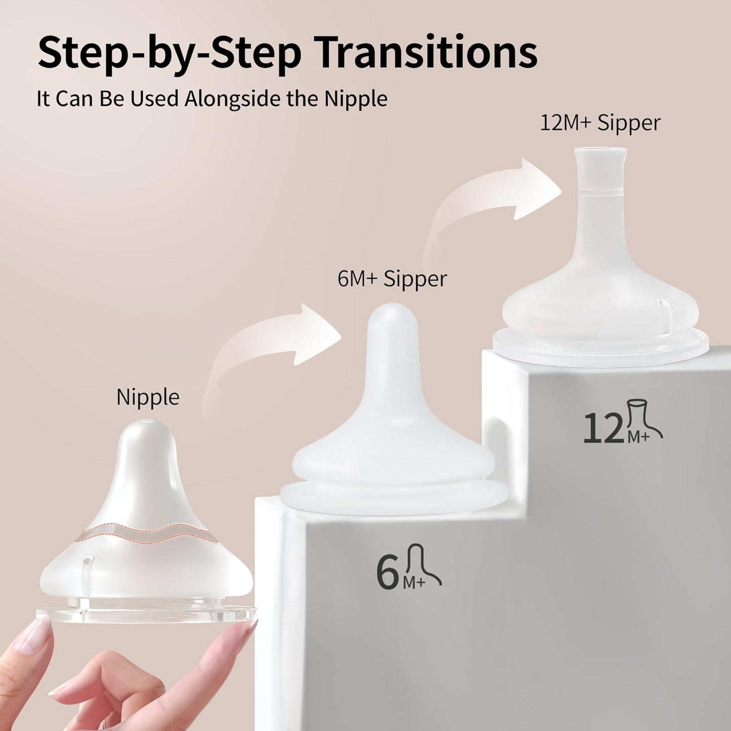 Pigeon Natural Weaning Silicone Sipper Conversion Kit - Smooth Toddler Transition Set | Includes Soft Sipper, Weighted Straws, and Cleaning Brushes | Ideal for Ages 6 Months+