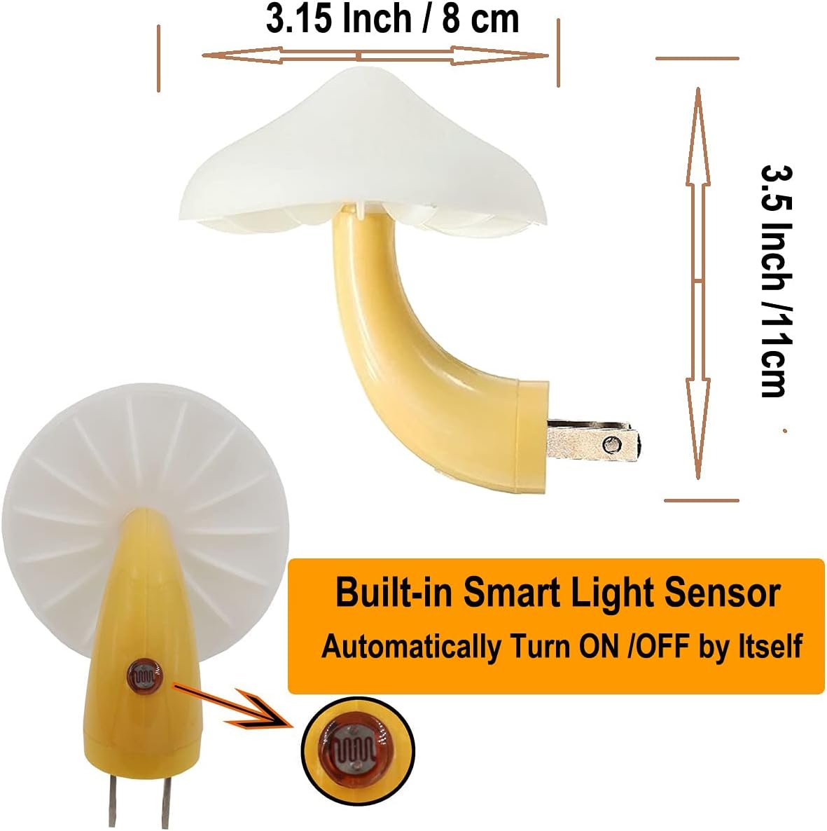 2 Pack LED Mushroom Night Lamp Plug In Mini Magic Night Lights for Adults & Kids - Green