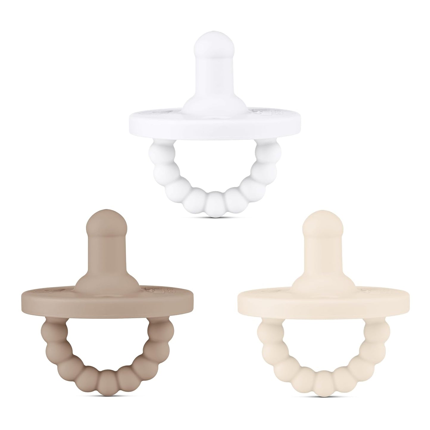 Ryan & Rose Cutie PAT All-in-One Pacifier and Teether Massaging Teething Ring and Hideaway Binky for Growing Babies (Canvas (3 Pack), Stage 1)
