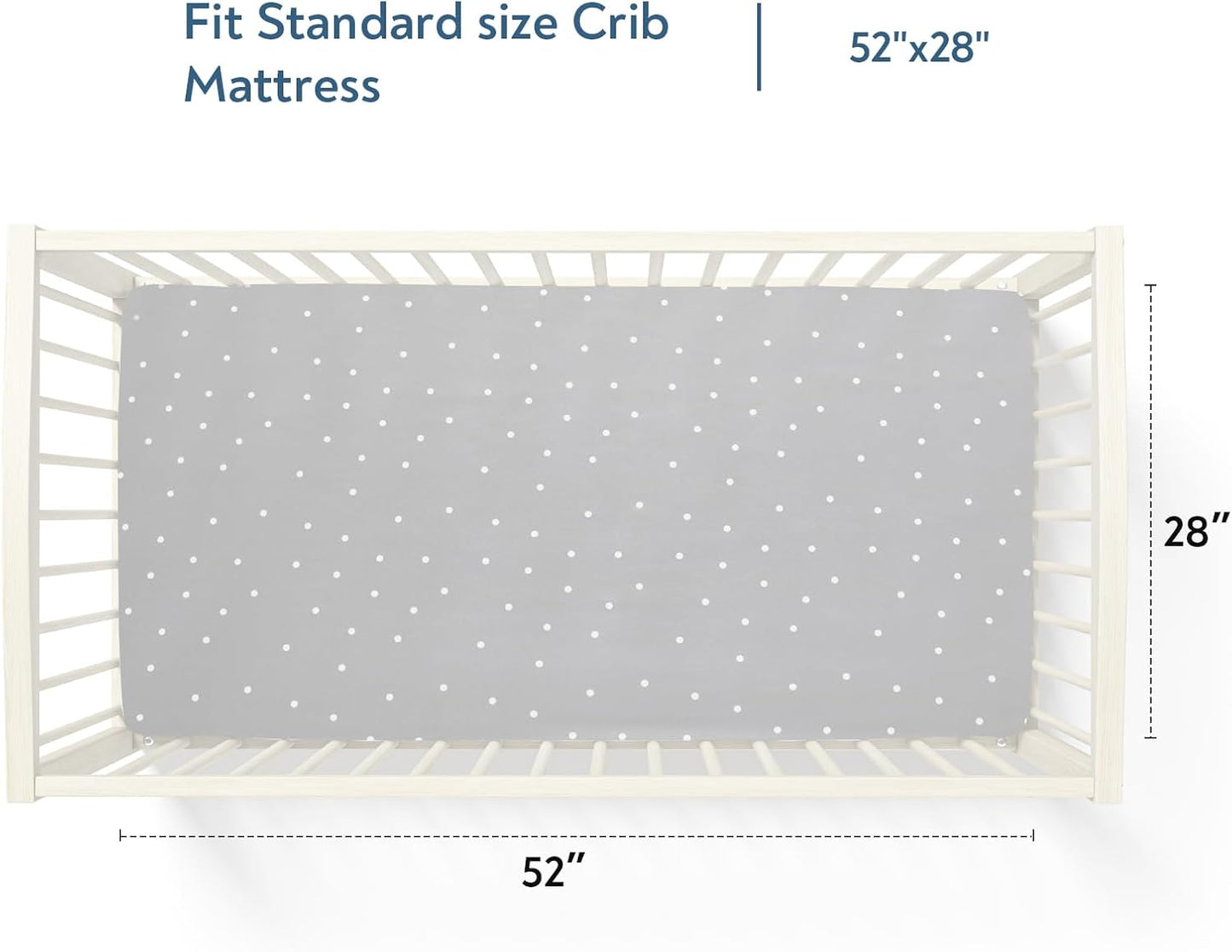 Crib Sheets for Boys 4 Pack, Fitted Baby Crib Sheet Neutral 52" x 28" for Standard Crib and Toddler Bed Mattress, Soft and Breathable Kid Toddler Sheets for Girls Boys, Grey