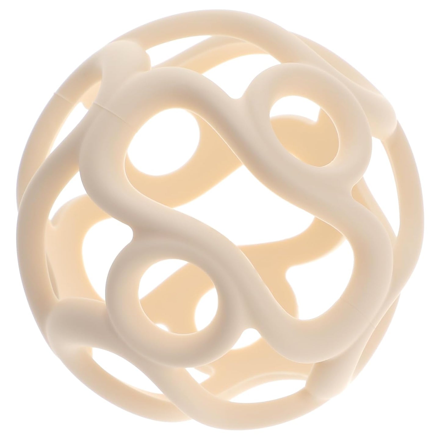 Silicone Teething Ball Toy, Tactile Sensory Ball Toy for Babies, Easy to Hold Design, Stretchy, Squisly, Soft (Milky White)