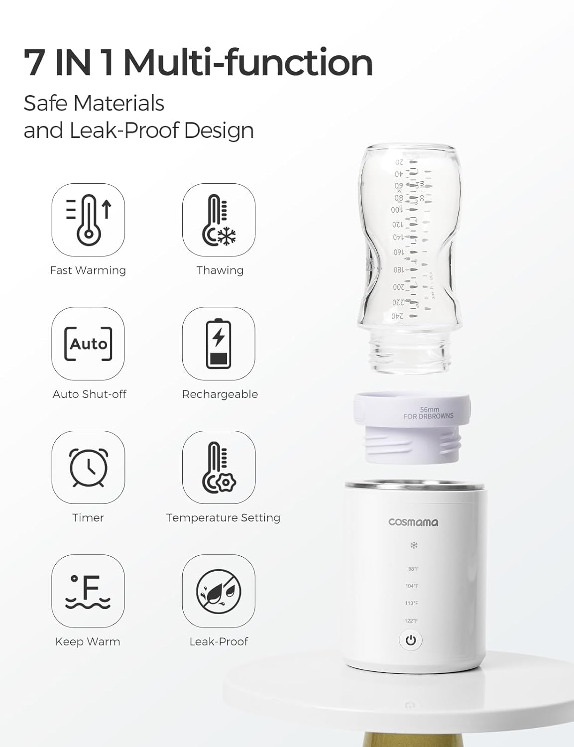 Portable Bottle Warmer for Travel, Comes with A Feeding Bottle,Warmer with Fast Heating, Safety Material Baby Bottle Warmer, Rechargeable Bottle Warmer for Breastmilk
