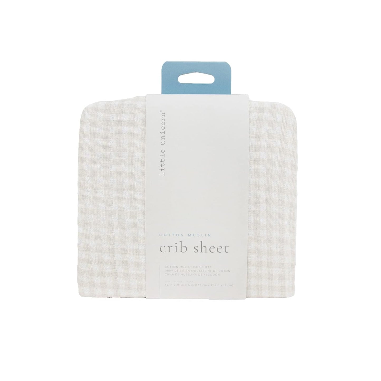 Little Unicorn Premium Crib Sheet | Breathable & Super-Soft Muslin Fabric (Tan Gingham)