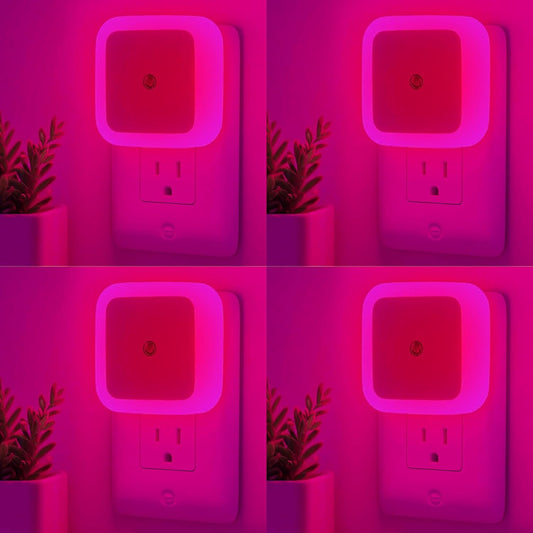 Night Lights Plug into Wall - 4-Pack Pink Nightlight Smart Dusk to Dawn Sensor Plug in LED Lighting, Safe Auto-On/Off Lamp for Kids Adults Home Living Room Kitchen Bedroom Bathroom Toilet Hallway