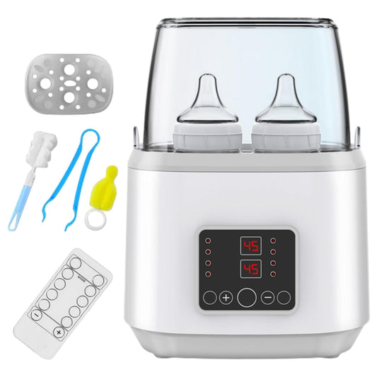 Baby Bottle Warmer ＆ Steriliser Temperature Adjustable Portable Bottle Warmer Remote Control Baby Food Heater with LCD Display for Breastmilk or Formula, Grey