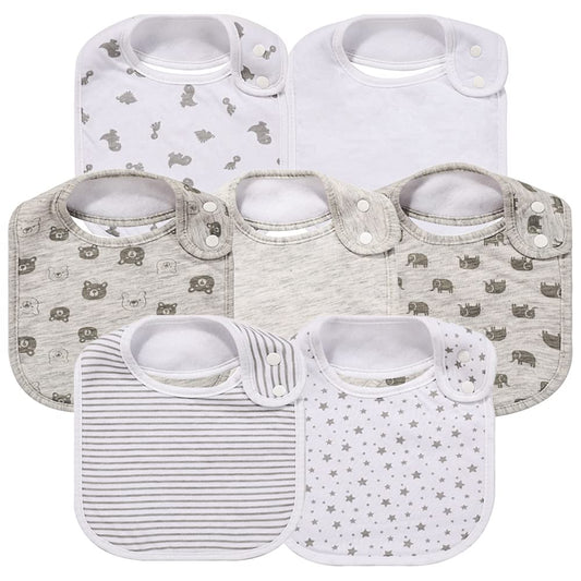 7 Pack Baby Cotton Absorbent Bibs for Drooling Teething