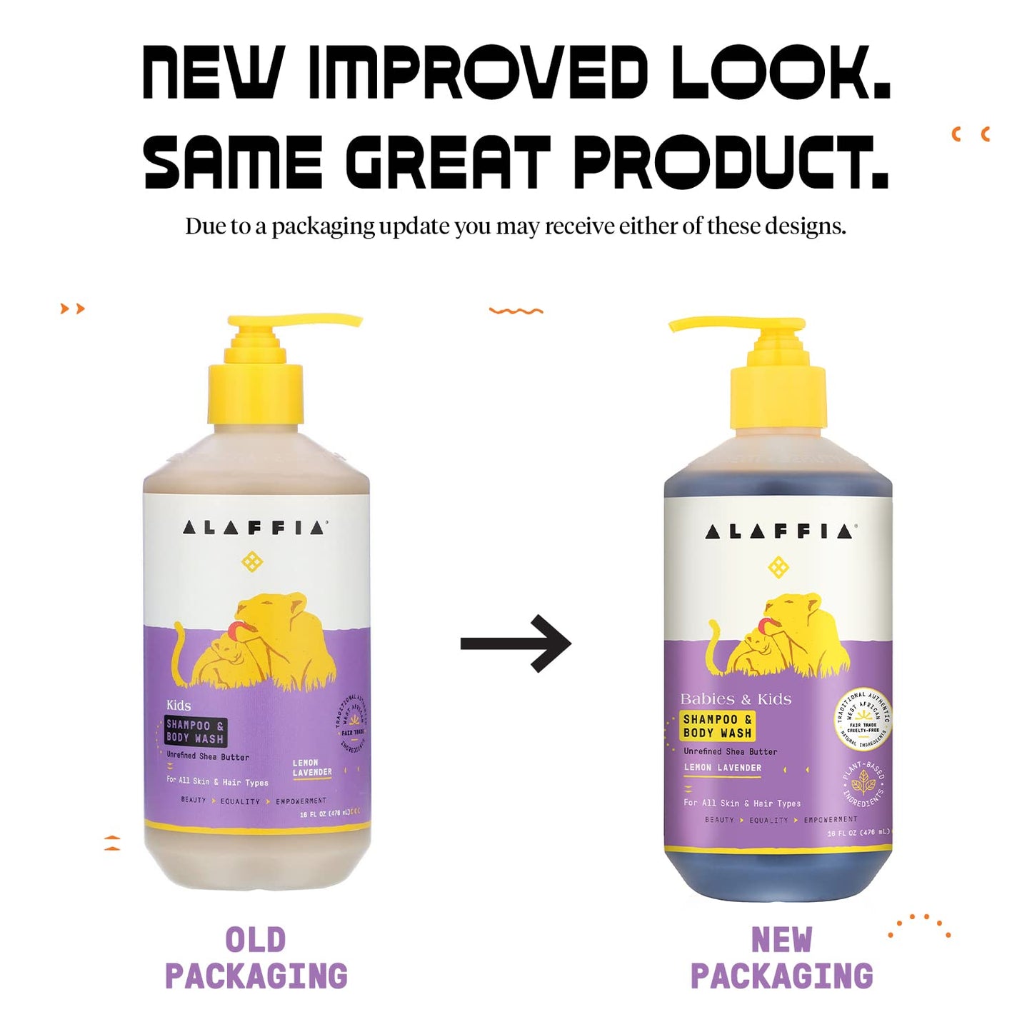 AAlaffia Babies and Kids Shampoo and Body Wash, Gentle and Calming Support for Soft Hair and Skin with Shea Butter, Neem, and Coconut Oil, Fair Trade, Lemon Lavender 2 Pack – 16 Fl Oz Ea