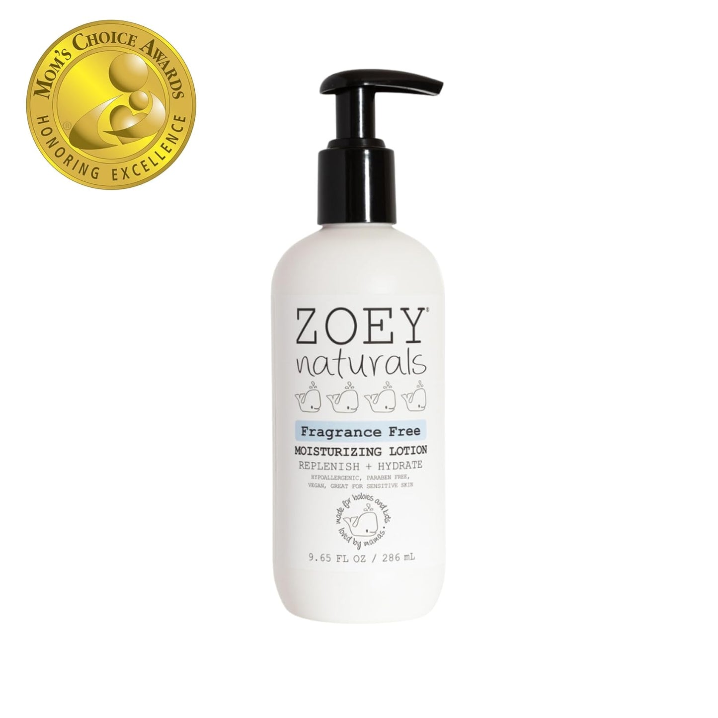 Zoey Naturals Fragrance-Free Baby & Toddler Lotion – Pediatrician and Dermatologist Approved - Hypoallergenic, Vegan, Moisturizer for Sensitive Skin – Non-Greasy, Paraben & Phthalate Free – 9.65 oz