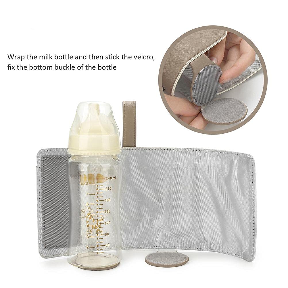 3 Temperature Adjustable Portable Baby Bottle Warmer, Portable Car Travel Bottle Warmer USB Milk Heat Keeper Baby Bottle Warmer (Dark brown)