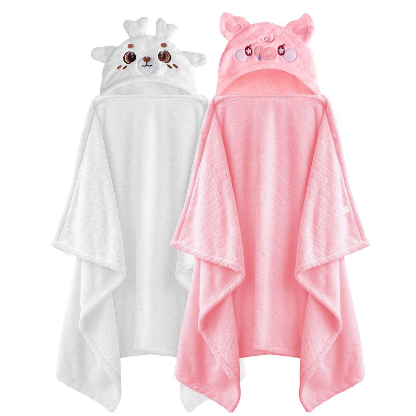 Toddler Bath Towel Hooded Kids Bath Towels Baby Towels with Hood Toddler Towels for Boy Girl 0-5 Years, 2-Pack Absorbent Baby Bath Towels Hooded Kids Bath Large 50''x32''