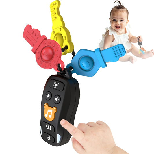 Baby Keys Toy - Baby Toy Car Keys Toddlers Pretend Keys with Music & Light Interactive Musical Sensory Learning Toys Birthday Gifts for Boys Girls Infant Kid Age 6+ Months
