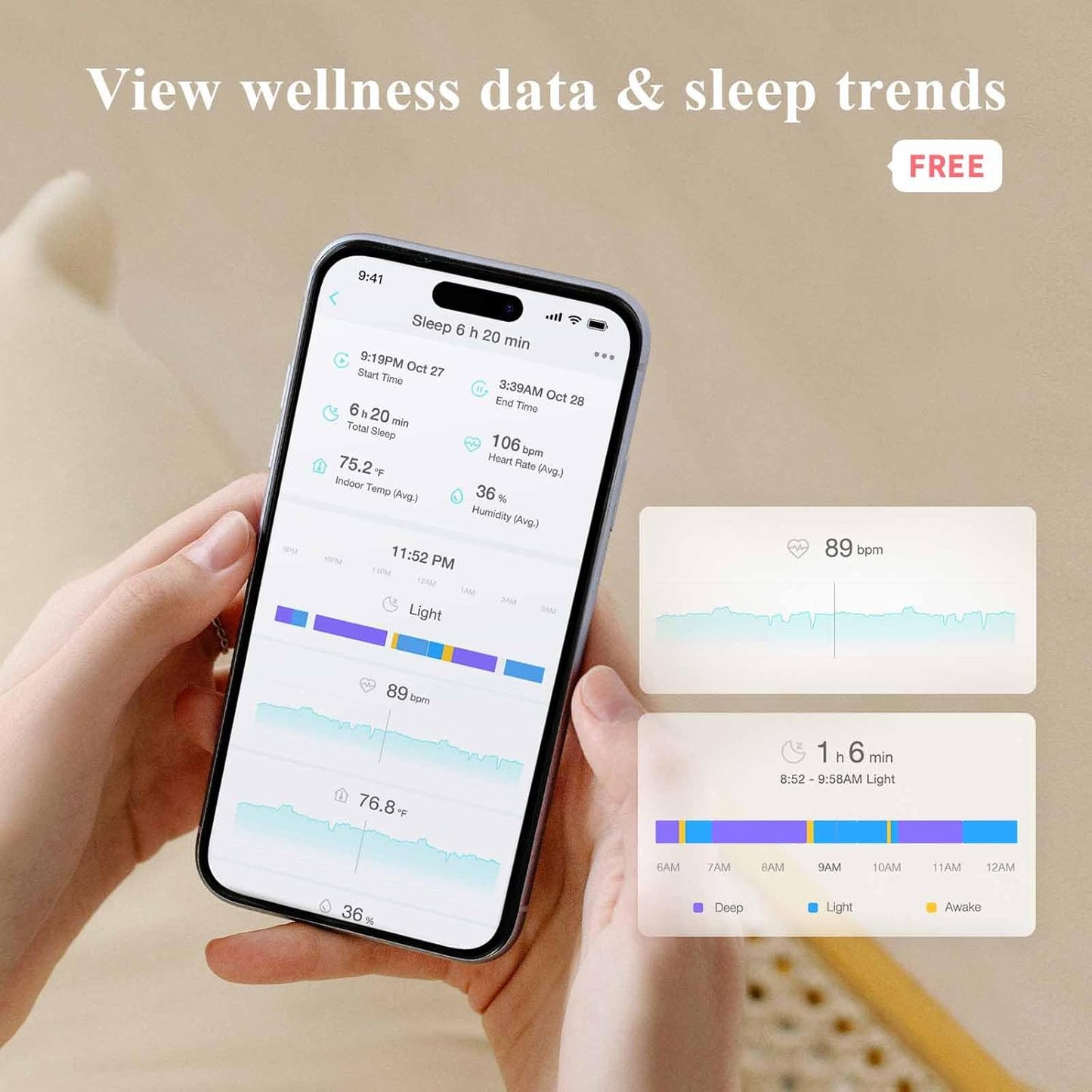 Sense-U Smart Sock Shoe Baby Monitor & 2.5K PTZ Camera - Track Heart Rate, Sleep Movement with Pan-Tilt-Zoom Video, Cry Detection, Audio