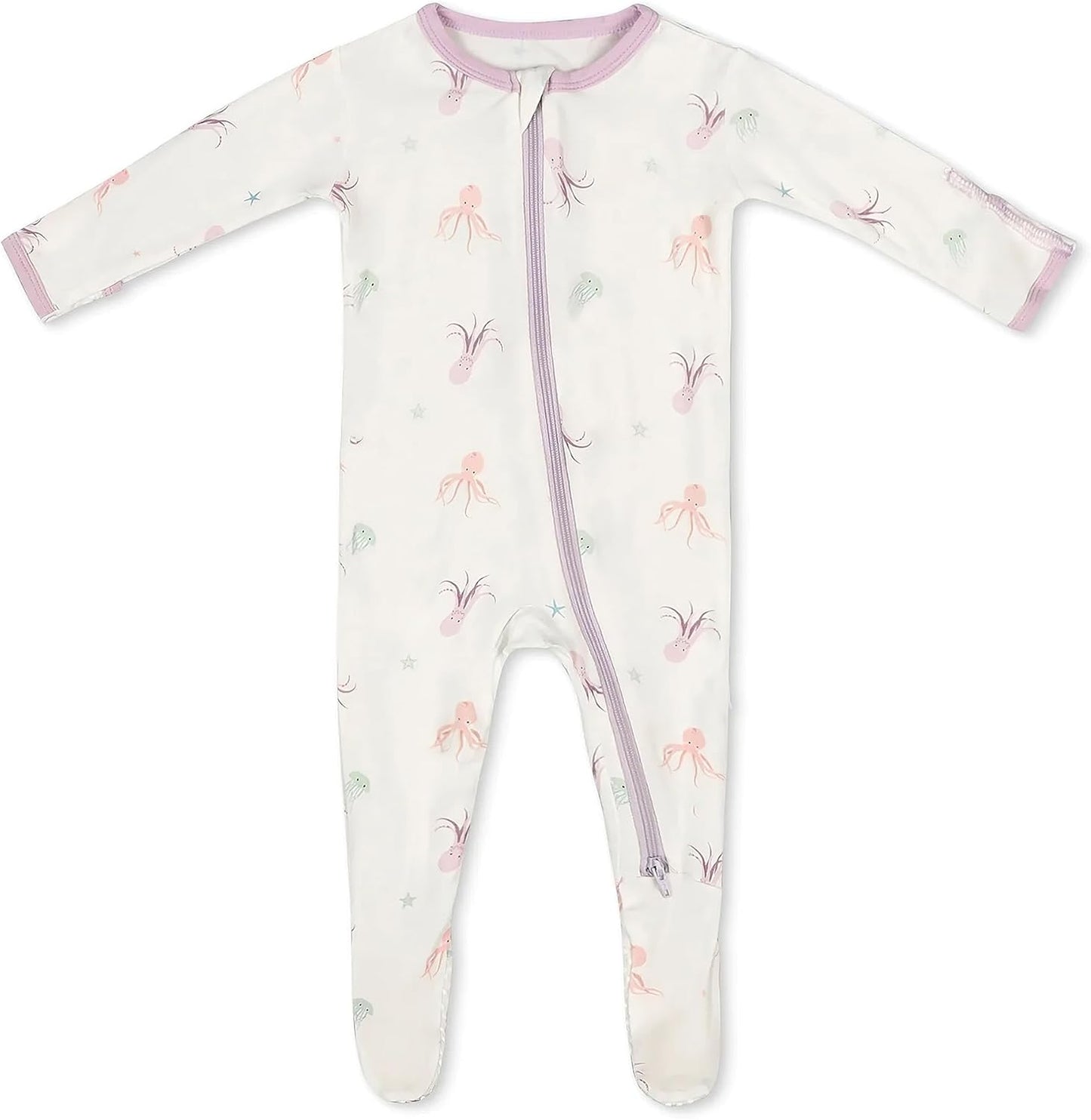 Bamboo Little Soft Baby Footie Pajamas, Baby Clothes, Newborn Sleepers, 95% Viscose and 5% Spandex, 0-24 Months