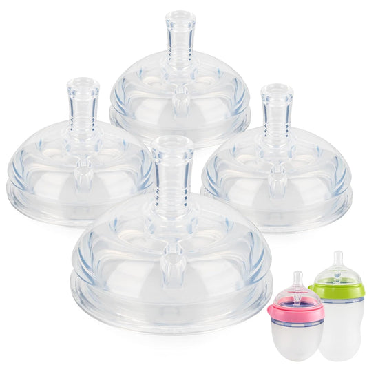 Sippy Straw Cup Nipples for Comotomo Baby Bottles,Food Grade Silicone Straw Top，Variable Flow Soft Nipple，6m+,4-Count