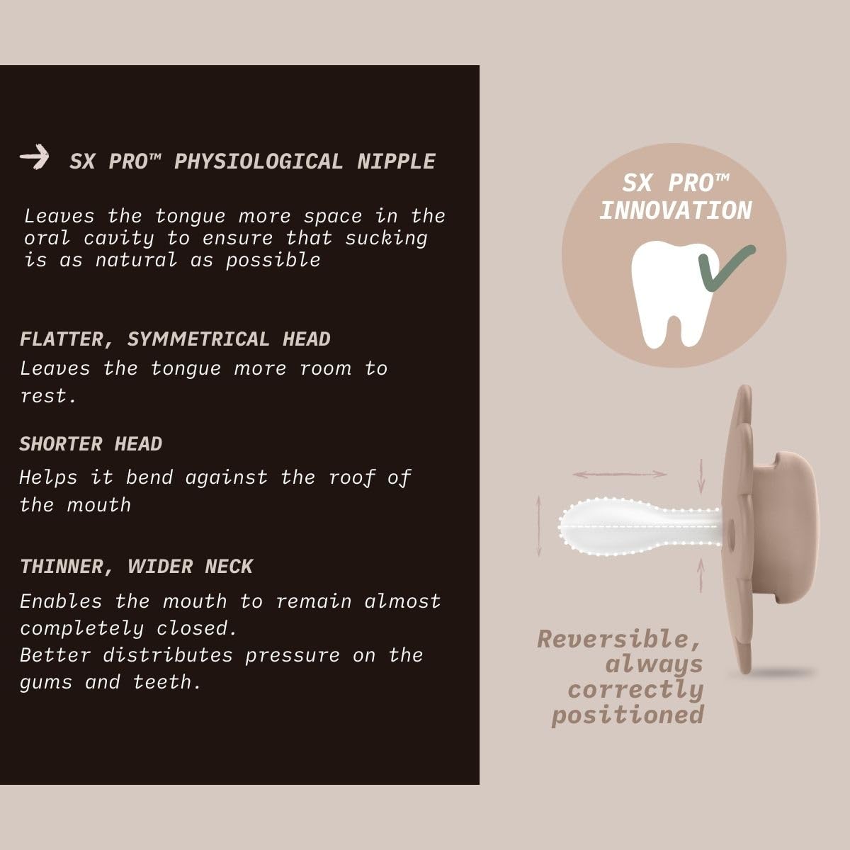 Suavinex Wonder Baby Pacifier, SX Pro Silicone Nipple, Reversible, Non Irritating Shield Design, 2Pk Pacifiers 6-18 Months, Made in Europe, Lavender/Mauve