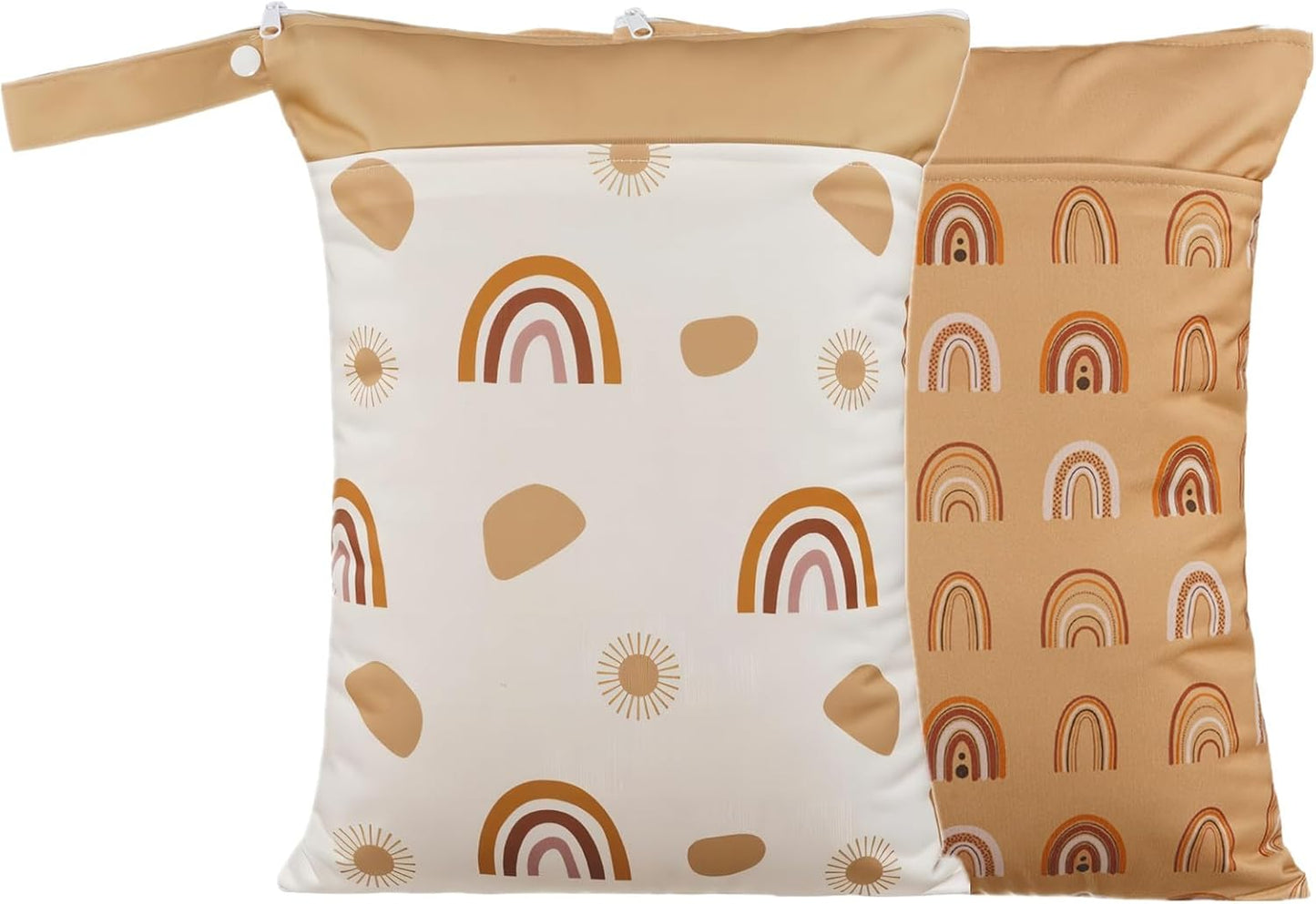 Wet Dry Bags with Two Zippered Pockets and Handle, Reusable Storage Bag for Breast Pump Parts & Baby Items, Waterproof Diaper Bags, Yoga Gym Bag for Swimsuits or Wet Clothes-2pcs, 11.8*15.75"