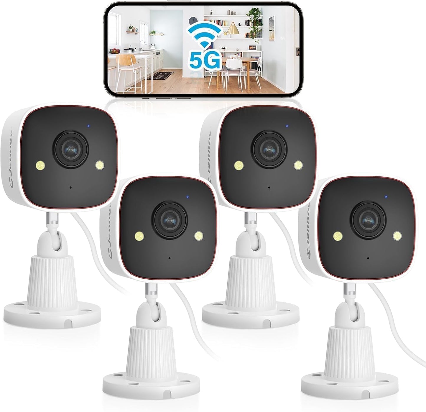 Jennov Outdoor/Indoor Security Cameras 5Ghz/2.4Ghz, 2K HD WiFi/Color Night Vision/Motion Detection /2-Way Audio/IP66 Waterproof Pet Dog Cat Baby Monitor Camera for Home Security