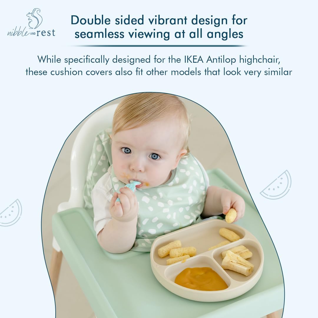 Nibble and Rest Highchair Insert Cover, Compatible for IKEA Antilop Highchair, High Chair Accessories Stain-Proof and Wipeable Insert Cover (Cushion NOT Included)(Sagedots)