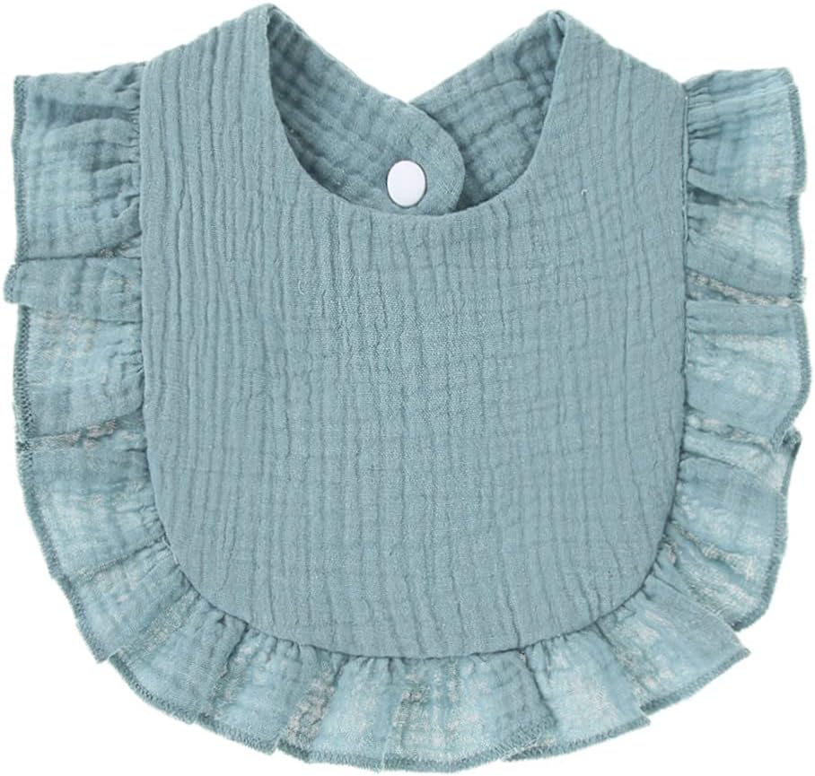 4 PACK Solid Muslin Baby Drool Bibs Set for Unisex Boys Girls Cotton Adjustable Teething Feeding Drooling Bibs