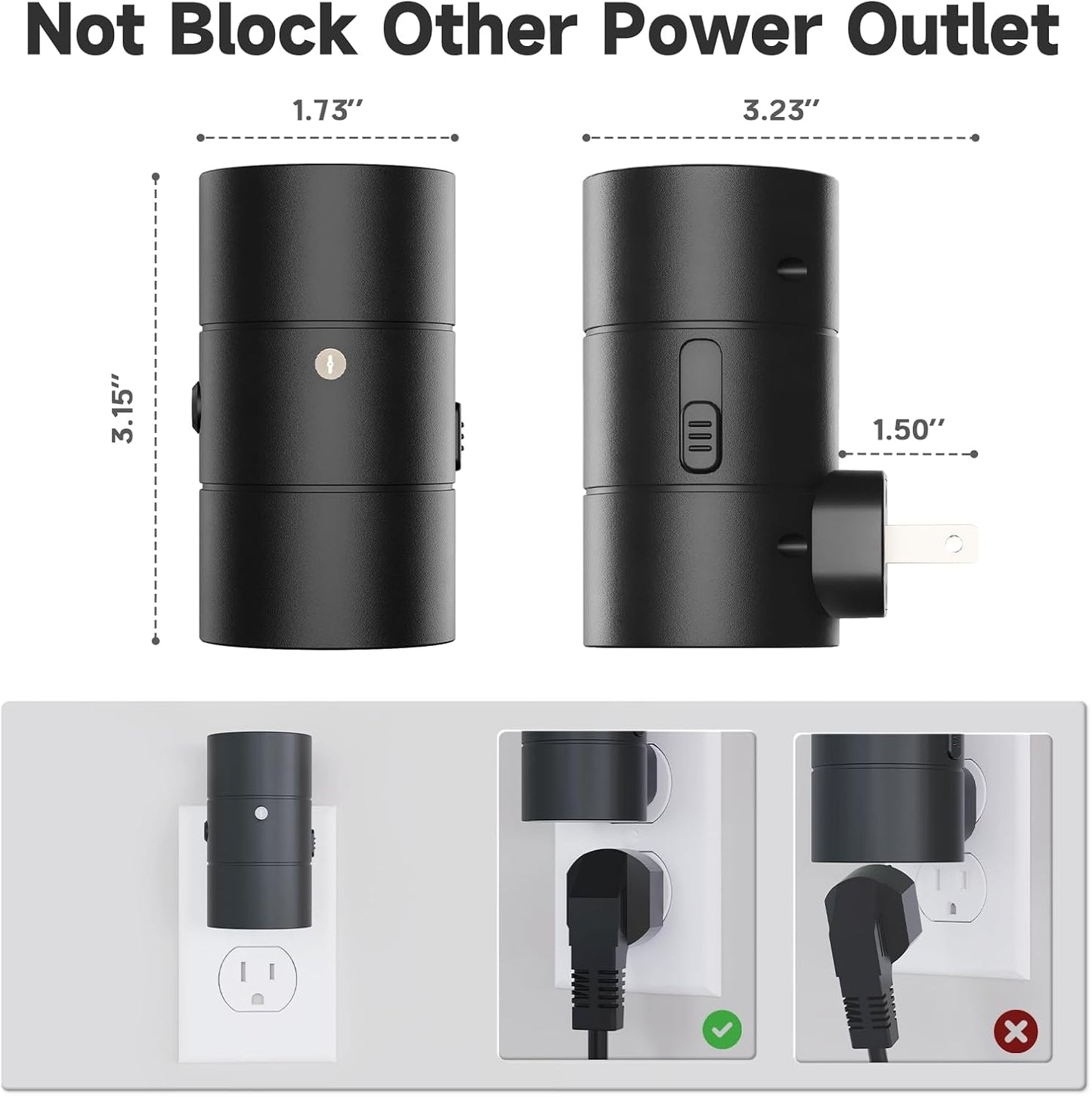 NIORSUN Night Lights Plug into Wall, Dimmable with 3 Color Modes & Auto On/Off Sensor, Ultra-Slim Nightlight for Hallway, Bathroom, Bedroom, Nursery, Kitchen (8 Pack, Black)