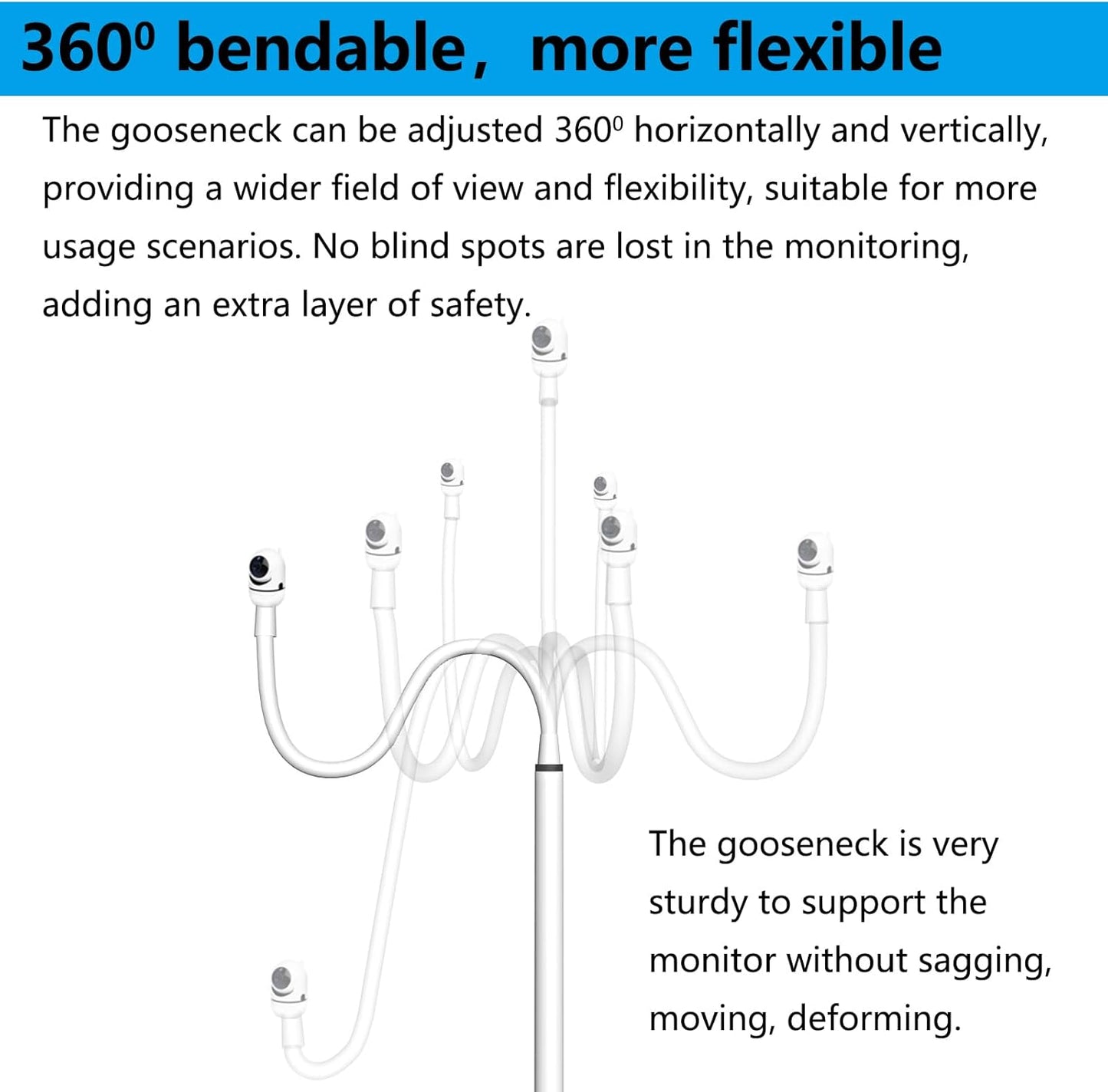 Floor Stand Monitor Mount with Arm Compatible with HelloBaby HB65 HB66 HB6550 HB6558 HB248, for Standing Baby, Floor Stand Baby Monitor Mount Holder Arm Floor Stand Camera Mount Holder for Hello Baby