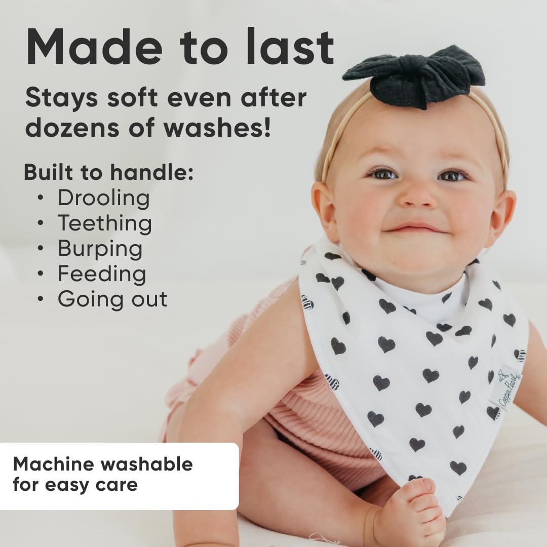 Copper Pearl 4 Pack Soft Cotton Baby Bibs for Drooling and Teething, Absorbent Drool Bibs for Baby Girl, Adjustable to Fit Newborns to Toddlers, Tons of Styles (Blush Set)