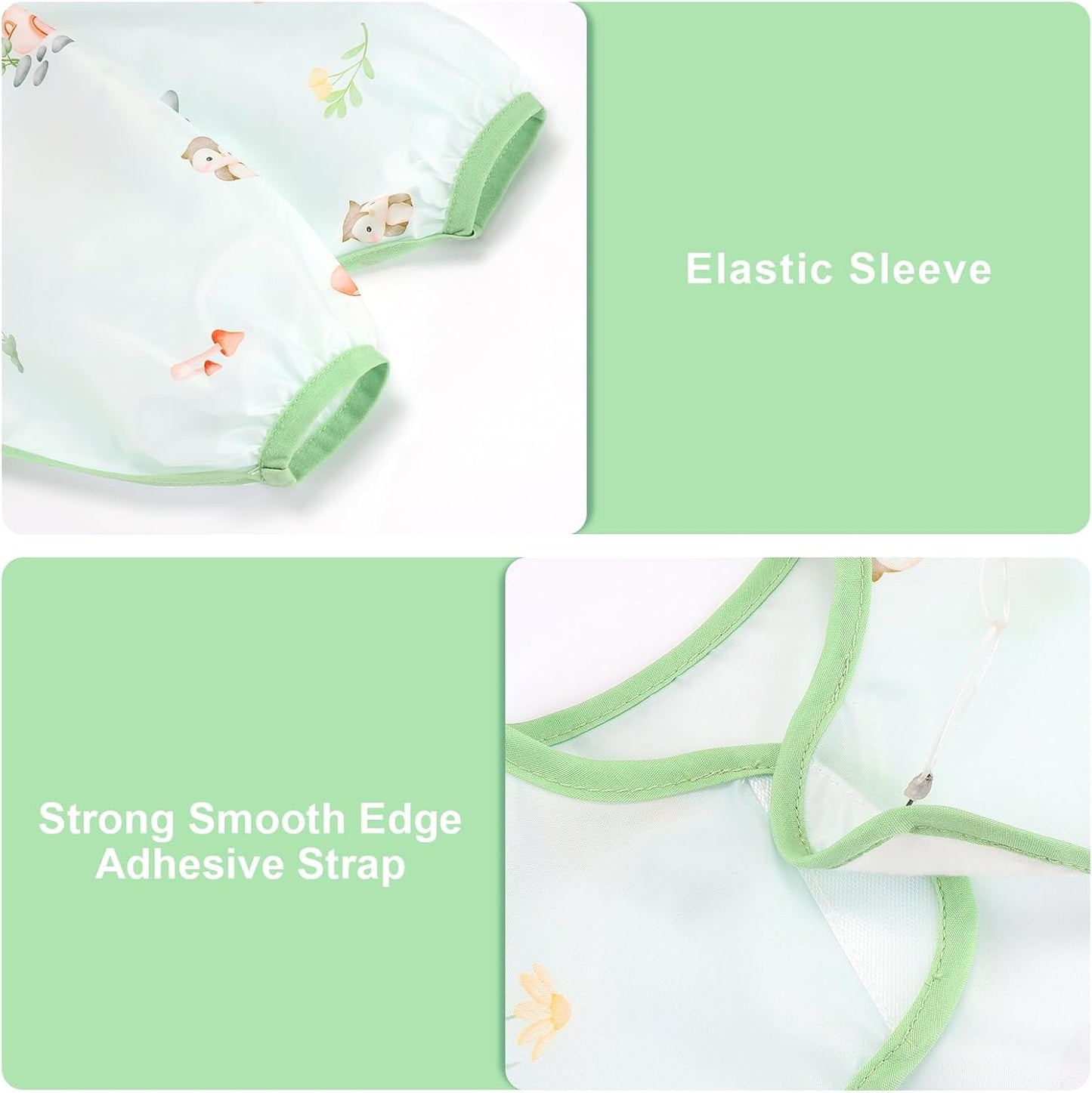 Accmor 4 Pack Long Sleeve Bibs, Baby Smock Waterproof Sleeved Bib Smock for Baby Toddler 6-36 Months
