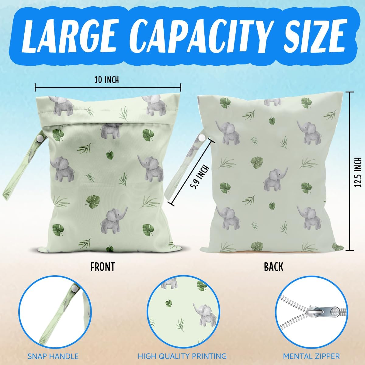 Wet Bag for Baby Swimsuit Dirty Clothes Diaper Yoga Gym, Wet Dry Bag, Beach Vacation Essential for Baby Travel Poor Bathing Diapers