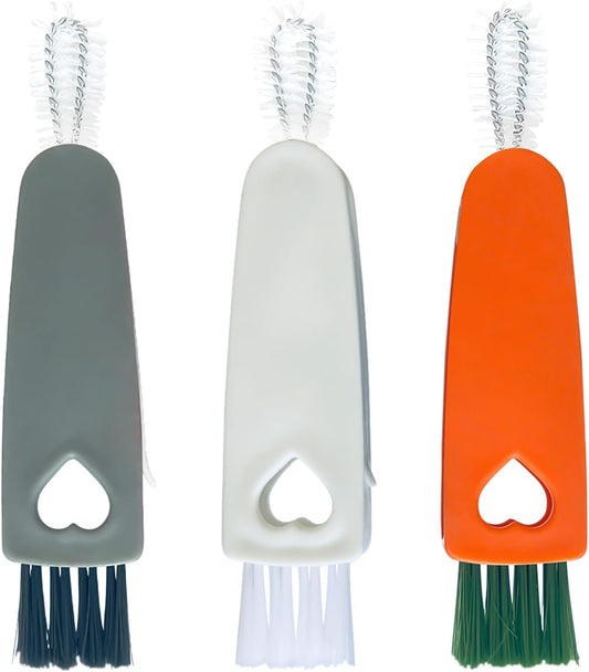 3 in 1 Cup Lid Cleaning Brush, Multifunctional Crevice Cleaner for Bottle Gaps and Tight Spaces