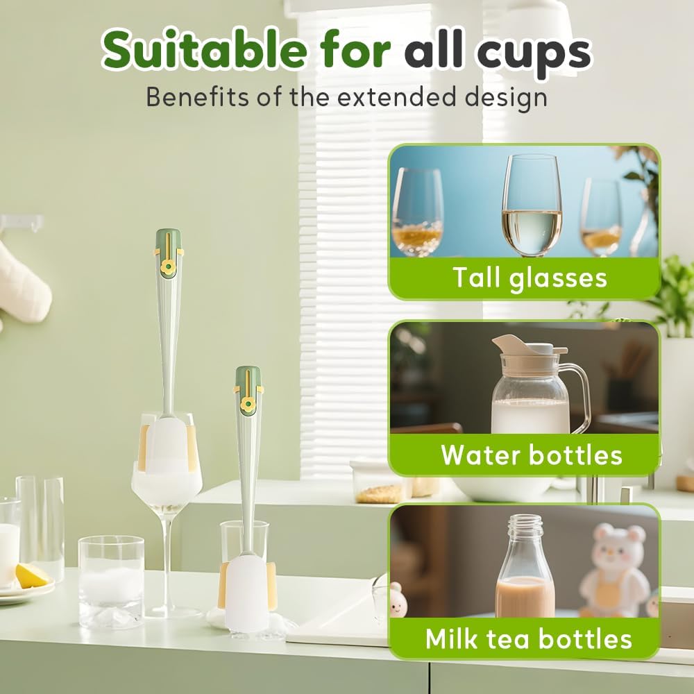 5 in 1 Bottle Cleaning Brush, Multifunctional Water Bottles Cleaner Brushs Portable Bottle and Lid Cleaning Brush Tool, Straw Cleaner Brushs for Baby Bottles Tumblers Glass Cups (2, Mix)