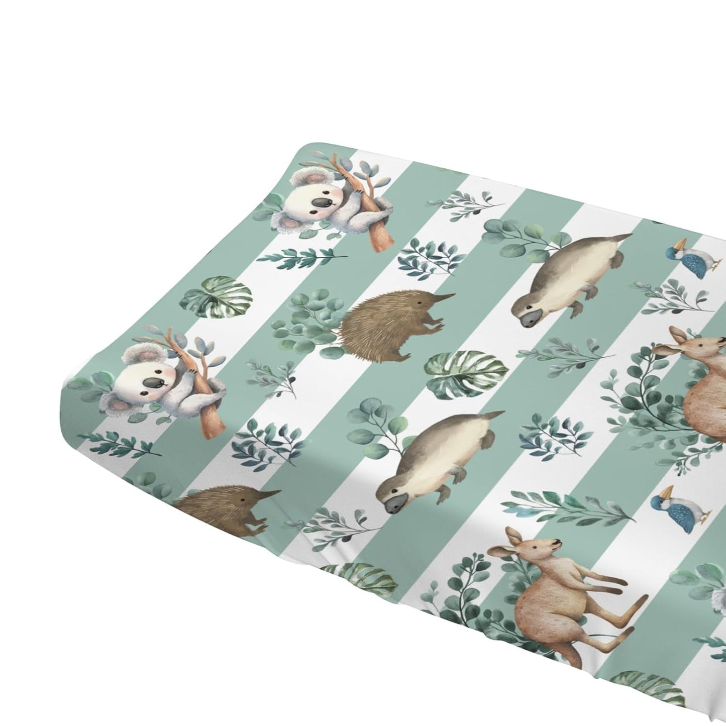 Baby Australian Animals Baby Changing Pad Covers for Boy Girl 32''x16'' Cute Koala Green Tropical Leaves Fitted Diaper Change Table Sheets Baby Animals Stripes Soft Breathable Baby Changing Table Mats
