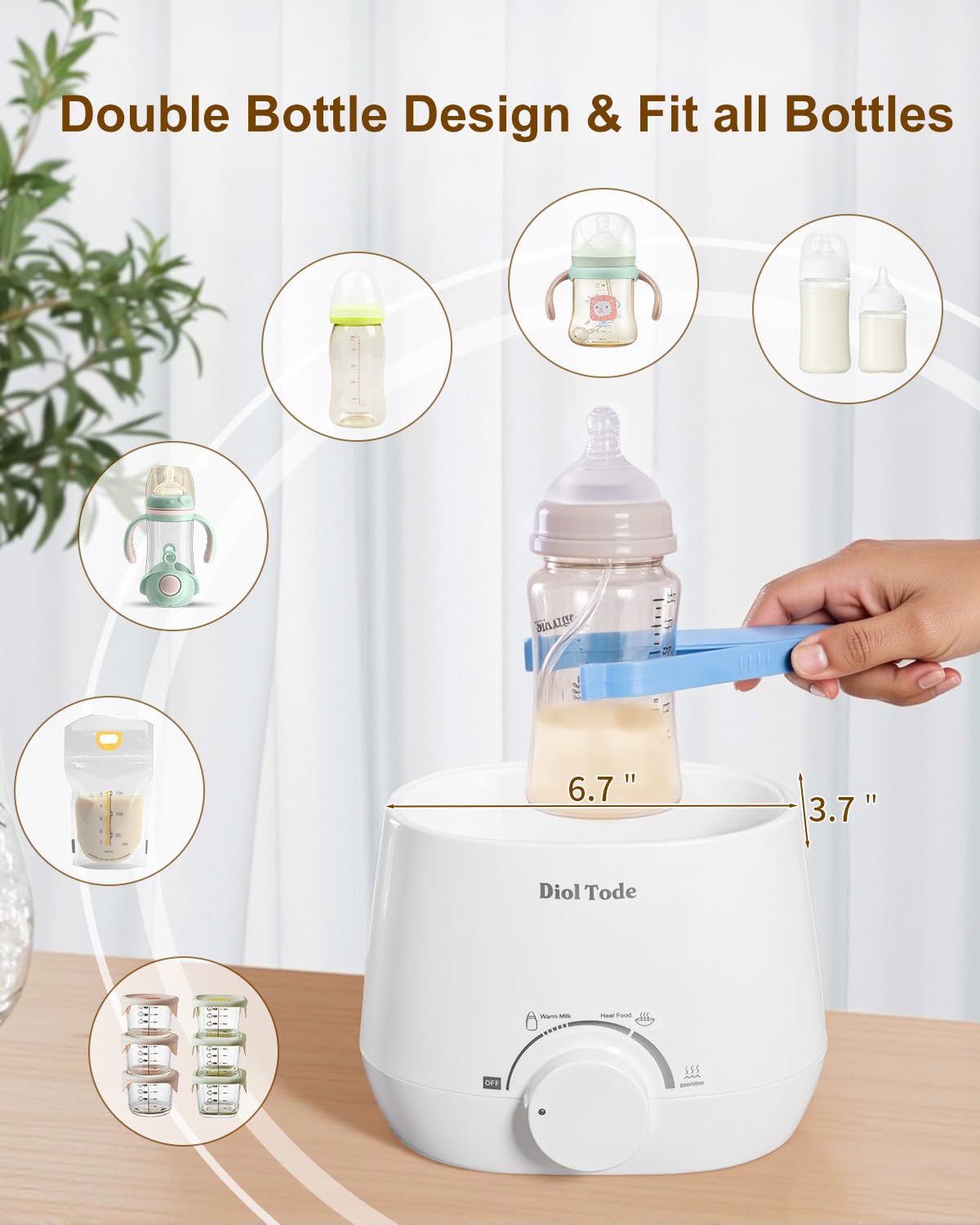 Bottle Warmer, Fast Baby Bottle Warmer for Breastmilk or Formula, 8-in-1 Milk Warmer for Baby, Smart Temperature Control, Sterili-zing, Heat Food, Double Bottle Warmer for All Bottles