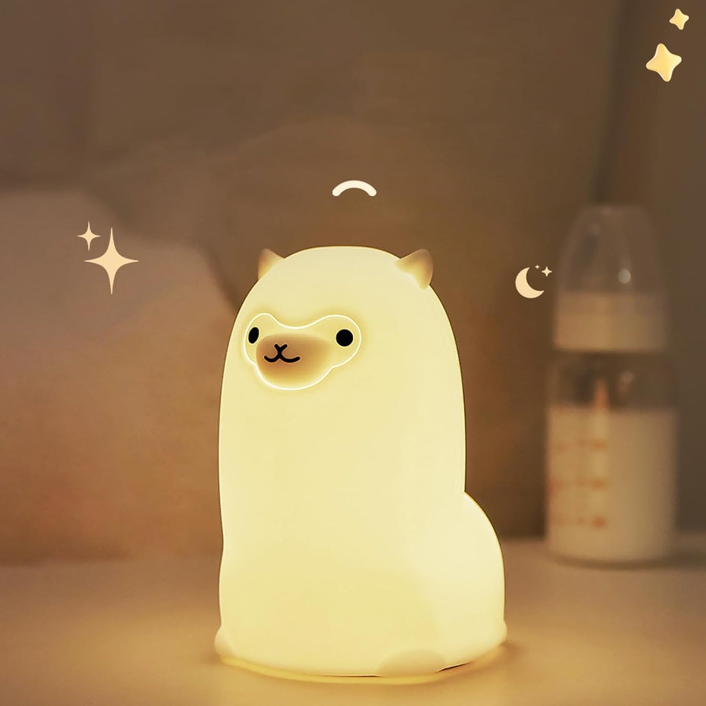 Tremdwoto Alpaca Night Light for Kids，7 Color Baby Nightlight with Touch Control & 1H Timer, Battery Operated Soft Animal Night Light for Nursery, Toddler Room Decor, Gift for Girls, Boys, Women