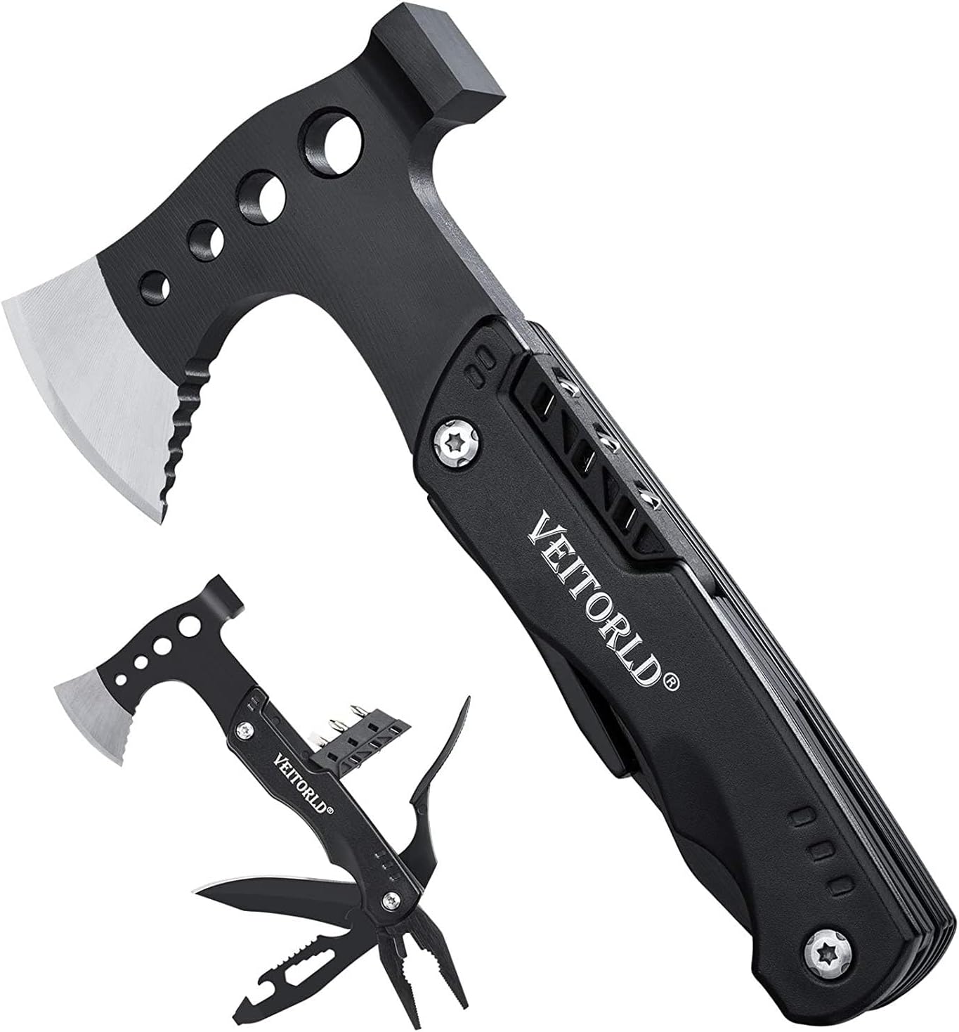 VEITORLD Christmas Stocking Stuffers, Gifts for Men Dad Husband, Unique Anniversary Birthday Gifts Idea for Him, Multitool Axe Hammer Camping Accessories, Cool Hunting Fishing Hiking Presents