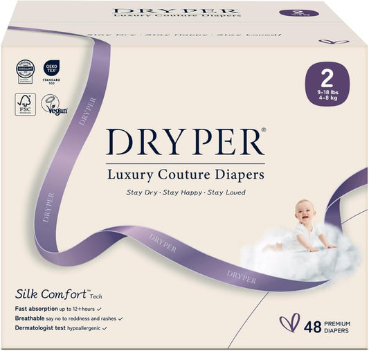 Baby Nappies - Size 2 (4-8kg / 8-18 lbs), 6 x 8 Nappies (48 Total), Ultra Soft Nappies Super Absorption Core Disposable Baby Diapers