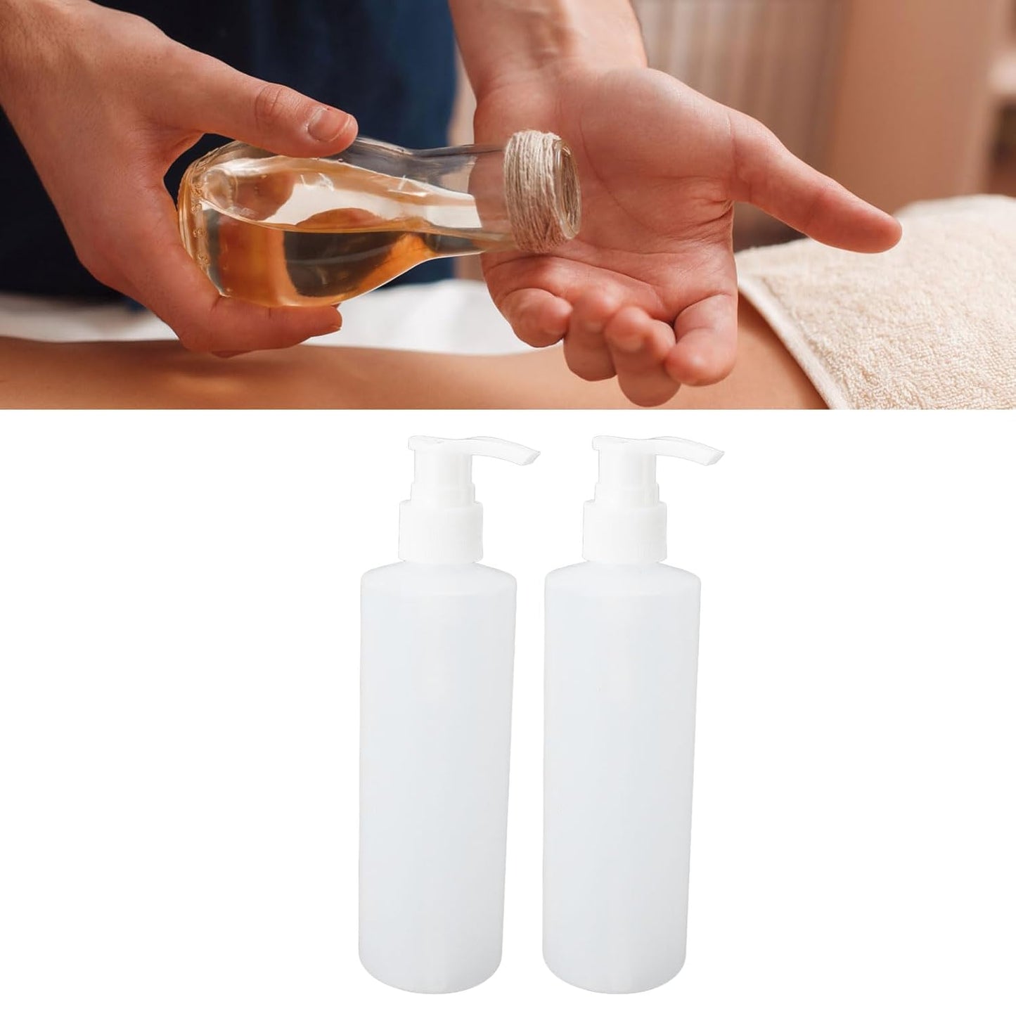 2pcs Massage Oil Warmer Replacement Bottle 250ml Refillable Professional Shampoo Pump Bottles for Face Cream Massage Lotion Hand Wash Tanning Lotion