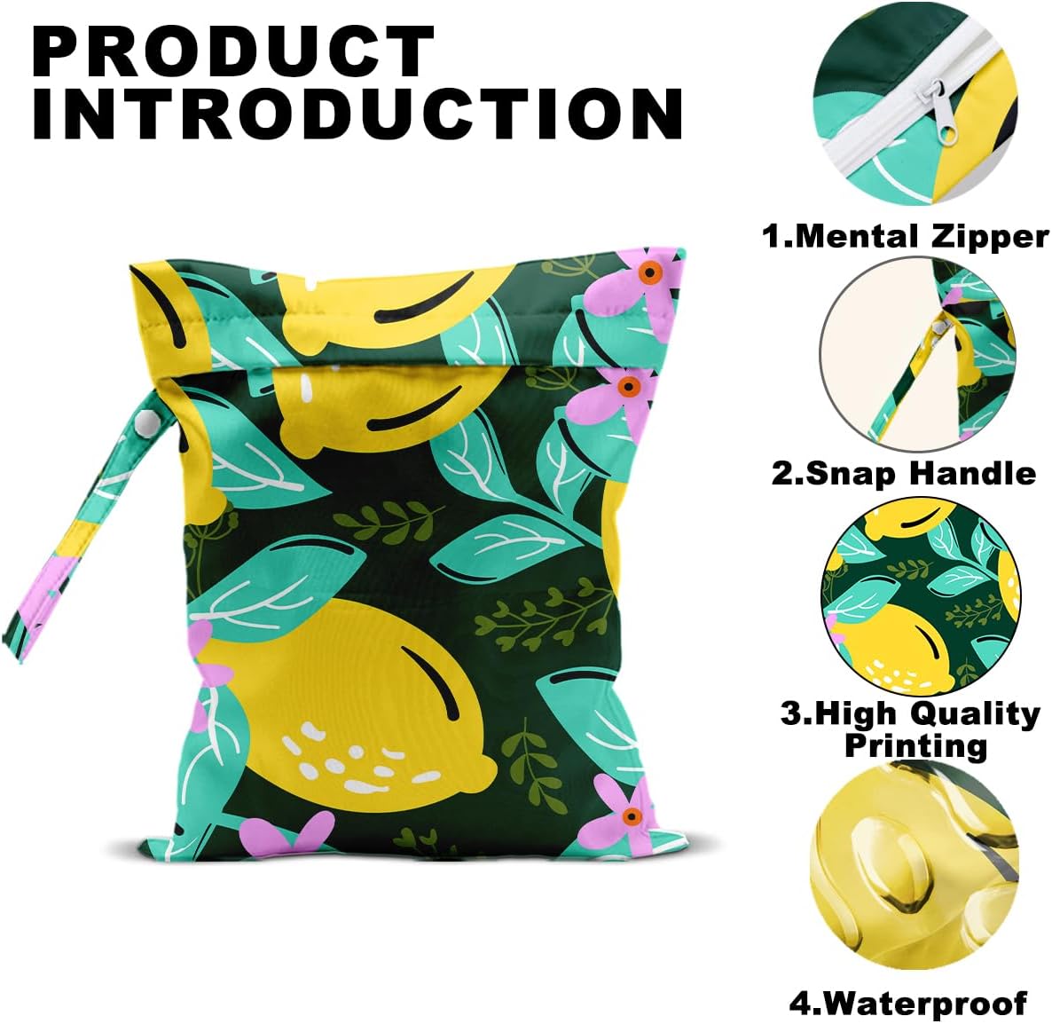 2Pcs Summer Lemon Wet Bag 12x10 Inch, Rustic Lemon Waterproof Travel Laundry Bags, Washable Reusable Wet Dry Bag for Swimsuit Beach Diapers Dirty Yoga Gym Clothes, Plant Gifts for Women Friend