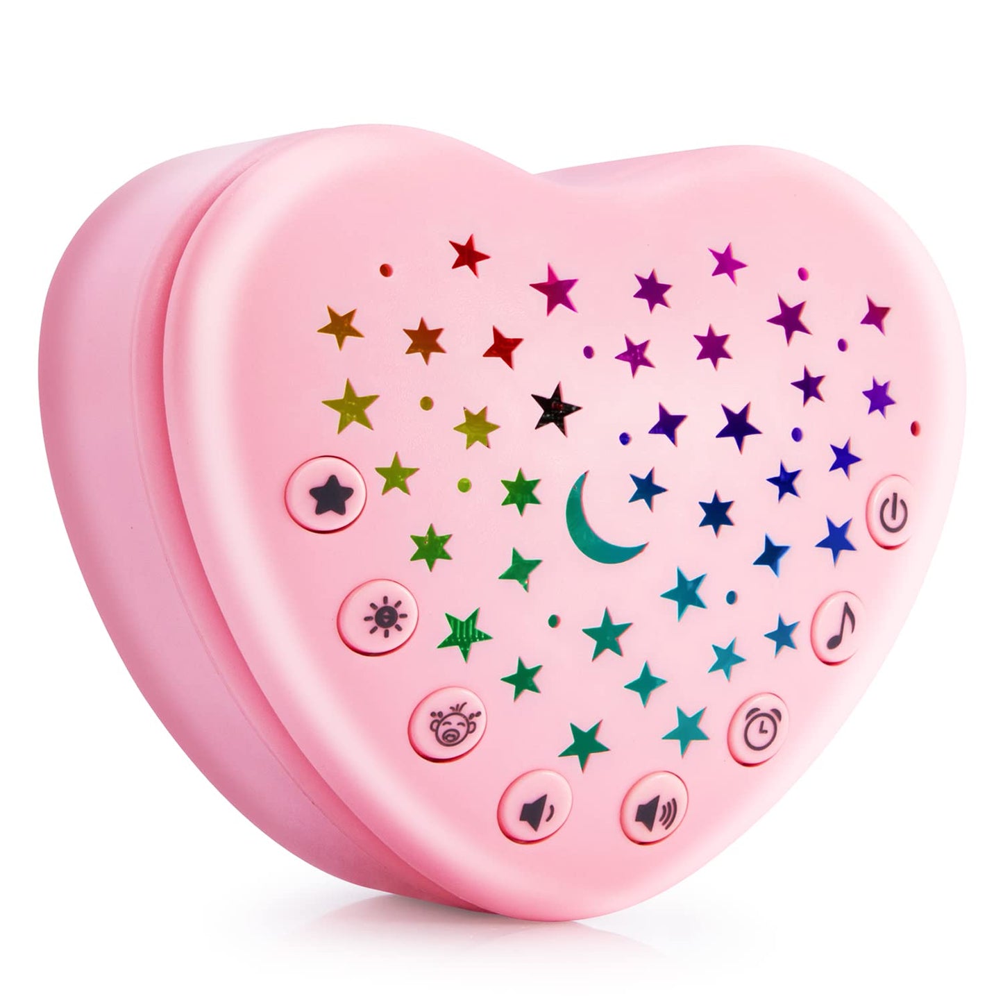 A13 White Noise Machine & Baby Sleep Soother with 15 Soothing Sounds & Projector LED Star Night Light, Cry Sensor, Rechargeable Lithium Battery, Portable for Baby Gifts, Children, Toddlers (Pink)