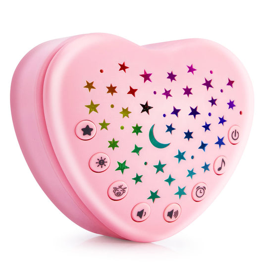 A13 White Noise Machine & Baby Sleep Soother with 15 Soothing Sounds & Projector LED Star Night Light, Cry Sensor, Rechargeable Lithium Battery, Portable for Baby Gifts, Children, Toddlers (Pink)