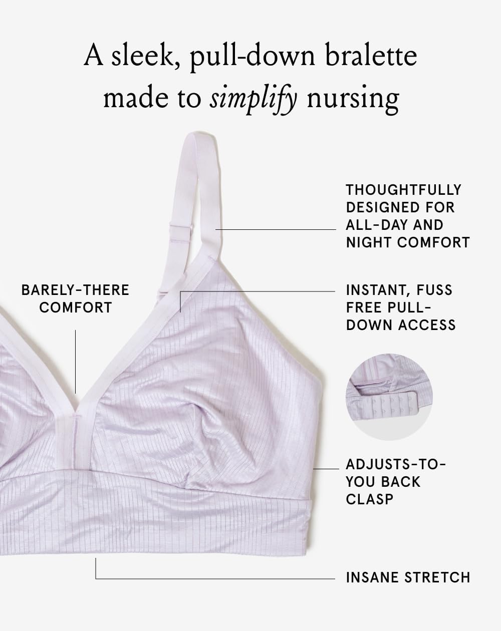 Bodily The Effortless Bra for Pregnancy, Postpartum & Nursing, Soft, Seamless, Stretchy & Wireless Pull-Down Maternity Bra