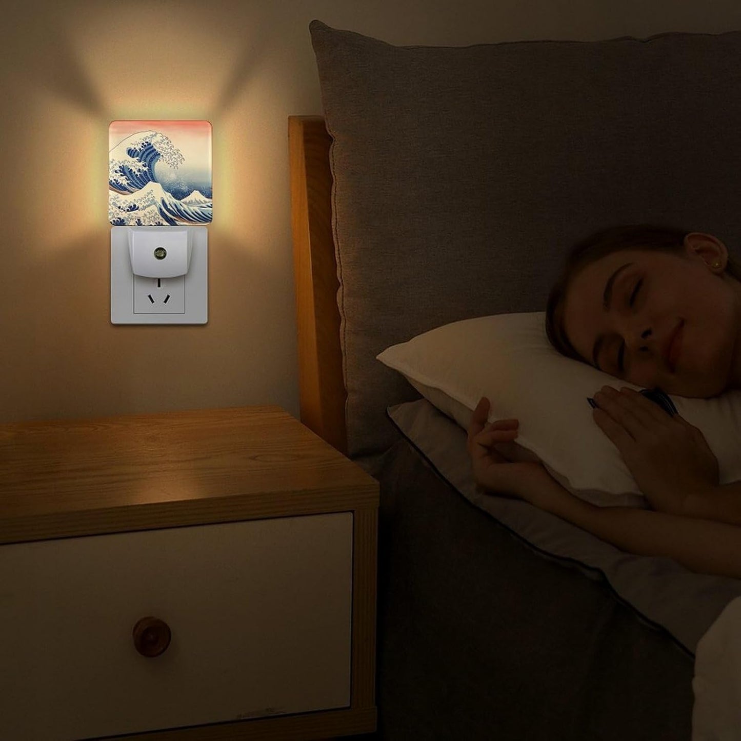 Ocean Waves Night Light, Plug into Wall Decor Nightlights for Bedroom, Bathroom, Hallway, Kitchen, with Dusk to Dawn Light Auto Sensors LED Night Lights for Boys Girls Women Men Room Gifts