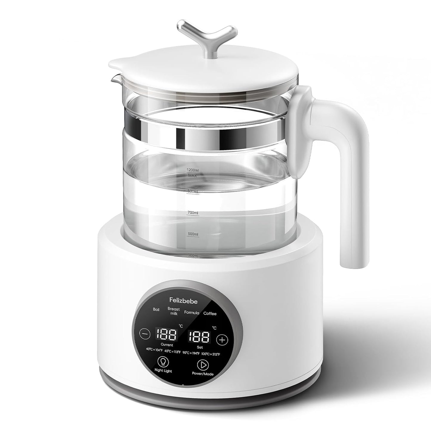 Baby Water Warmer, Baby Bottle Warmer Glass Tea Kettle Boiler, Formula Maker with Night Light, Accurate Temperature Control for Formula, Low Noise Breastmilk Warmer, 24/7 Keep Warm, Coffee,Tea