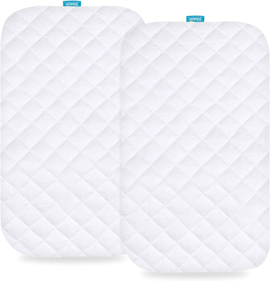 Bassinet Mattress Pad Cover for BCOL, Semphis, bonbay and Li'l Pengyu 3 in 1 Foldable Baby Bassinet Bedside Sleeper, 2 Pack, Waterproof Quilted Ultra Soft Surface