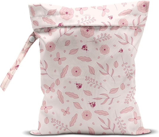 Wet Bag for Swimsuit Pool Travel Baby Cloth Diapers Dirty Yoga Gym Clothes Beach Bags Summer Gifts for Women Men Beach Vacation Essentials Pink Flowers Waterproof Wet Dry Bag Travel Laundry Bags